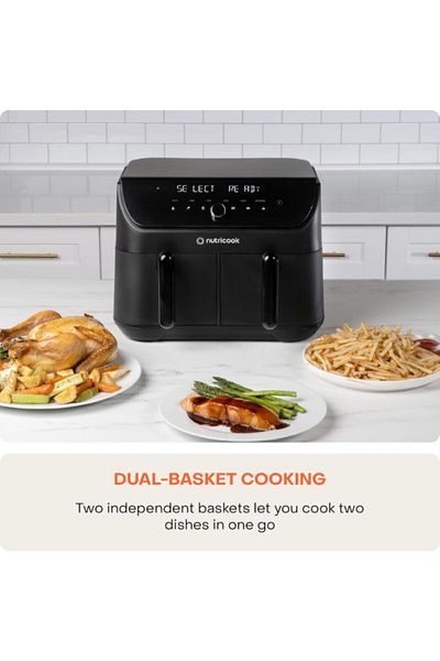 Nutricook مقلاة هوائية Duo Vision بقوة 2400 واط و12 برنامجًا وسعة 8.5 لتر