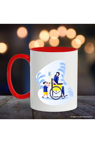 StoryGift Romania Wheelchair Mug, Patient, Child, Woman, Multicolor 330 ml, Ceramic with , With ,STG