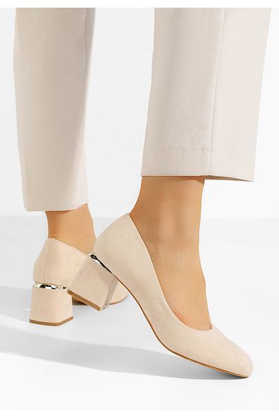 B T Shoes Cabrilla V4 Beige Chunky Heel Shoes