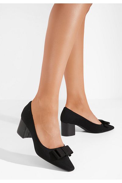 B T Shoes Sherry Black Mid Heel Shoes