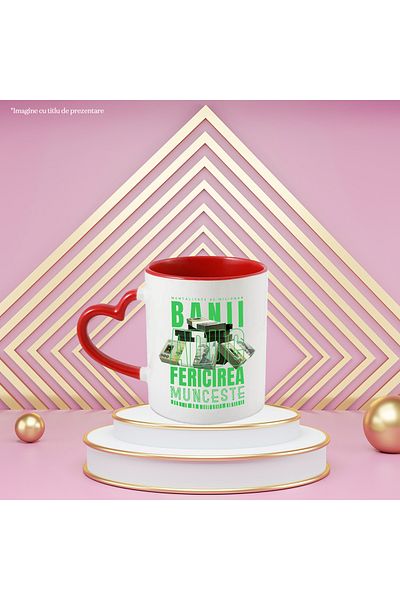 StoryGift Romania Money Brings Happiness Mug - Millionaire Mentality, 330ml, Ceramic with Linen Handle, With ,STG.
