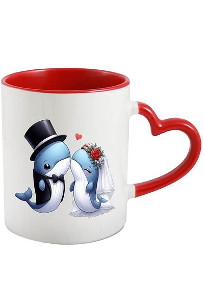 StoryGift Romania Mug with 2 whales at the wedding | illustration | marriage | bride | son-in-law | love |, With ,STG
