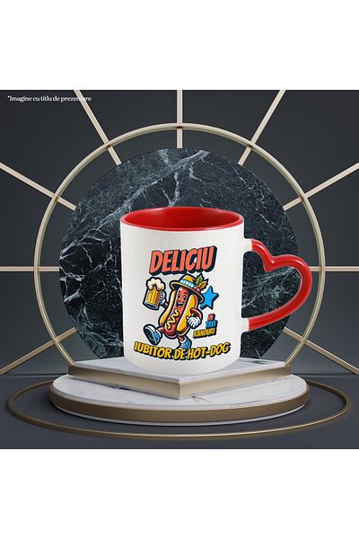 StoryGift Romania Delicious Hot Dog Lover Beer Food Mug, 330ml, Ceramic with Red Heart Handle, With ,STG