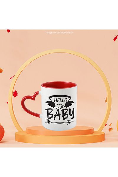 StoryGift Romania Mug with a greeting in English "Hello, baby" - hello/good baby, baby bottle with wings, With, STG