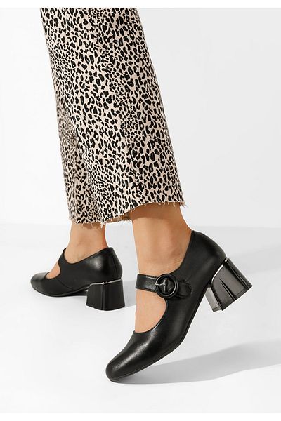 B T Shoes Pantofi Cu Toc Gros Celena Negri