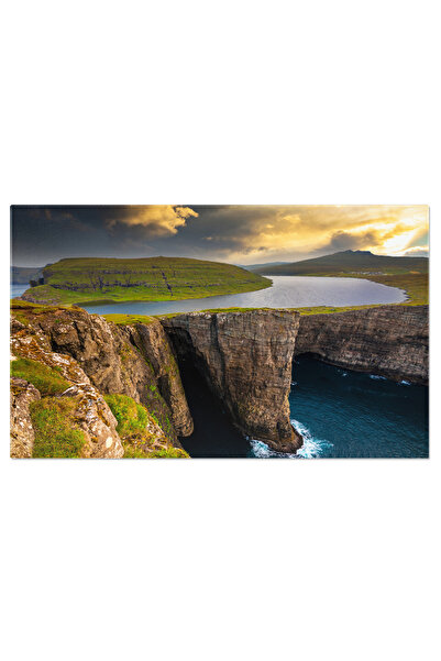 StoryGift Romania Tablou Canvas: Sorvagsvatn, Insulele Feroe - Lac La Apus