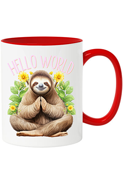 StoryGift Romania Cana Cu Animalul Sloth/lenes In Pozitie De Meditatie Cu Mes...