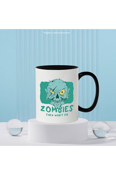 StoryGift Romania Mug With Zombies They Won't Die, Monster, Earrings, Scar, Multicolor 330 ml, C, With ,STG