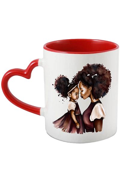 StoryGift Romania Cana Cu O Mama De Culoare Care Isi Tine Fetita In Brate | Ilustratie | Bucurie |, Cu ,stg