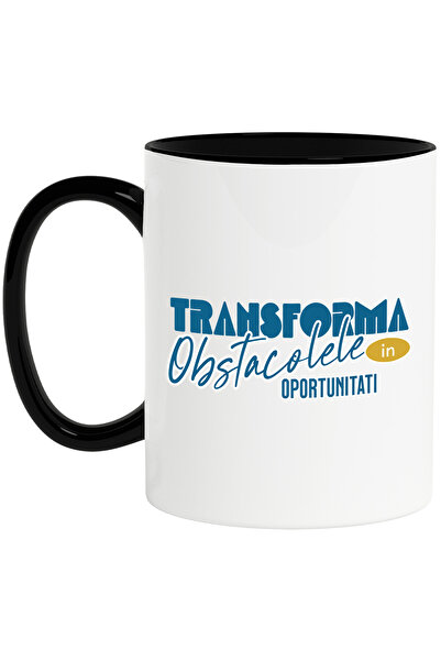 StoryGift Romania Cana Text Motivational Transforma Obstacolele In Oportunitati , 330ml, Ceramica , Cu ,stg