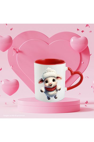 StoryGift Romania Mug with a cheerful sheep with a scarf | cheerful illustration | cold | terrible frost | happy, With ,STG