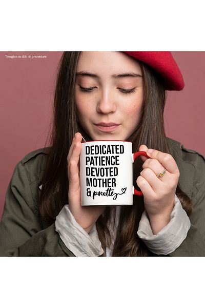 StoryGift Romania Mug for dedicated, patient, devoted and lovely mothers with Red Handle, With Handle, STG.