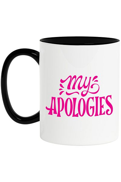 StoryGift Romania Mug with the text in English "My apologies" - my apologies with Black Handle, With Black Handle