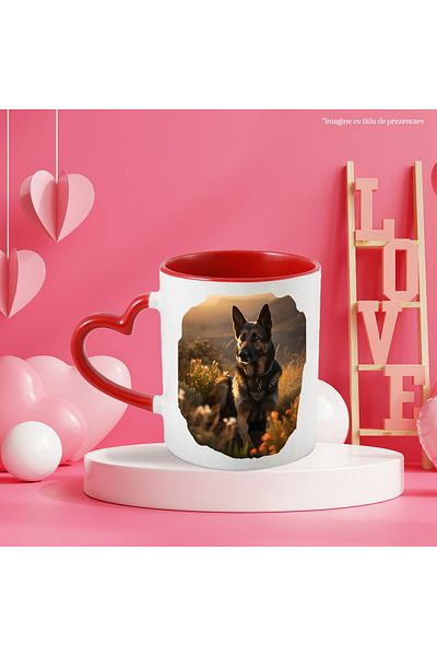 StoryGift Romania Dog Portrait Mug, Big Beautiful Dog, Nature, Dog on Grass, Collar, Sweetheart, With,STG