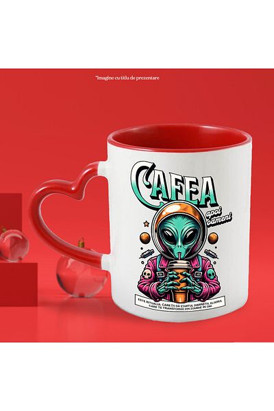 StoryGift Romania Alien Mug With Coffee Glass Text Coffee Then People, 330ml, Ceramic With , With , left