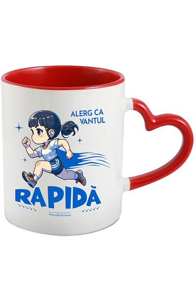 StoryGift Romania Cana Cu Fata Alergatoare Viteza Sport Maraton Sport Text In Limba Romana Alearga, Cu ,stg
