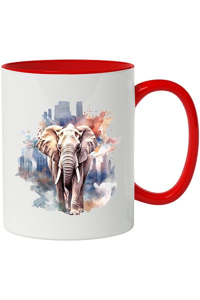 StoryGift Romania Cana Cu Elefant, Oras, Blocuri, Cladiri, Urban, Colti, Multicolor 330 Ml, Cerami, Cu ,stg