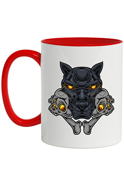 StoryGift Romania Cana Cu Cap De Pantera, Cranii, Oase, Fisura, Animal, Multi...