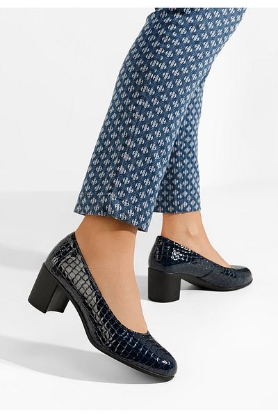 B T Shoes Pantofi Cu Toc Gros Piele Dalida V3 Navy