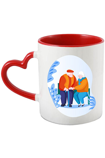 StoryGift Romania Cana Cu Cuplu, Batrani, Baston, Banca, Multicolor 330 Ml, C...