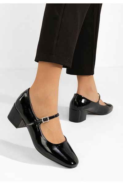 B T Shoes Pantofi Cu Toc Gros Nakita Negri