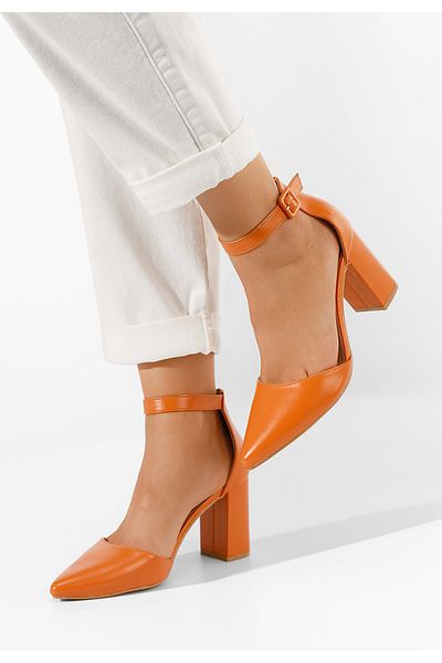 B T Shoes Pantofi Cu Toc Gros Daphne Portocalii