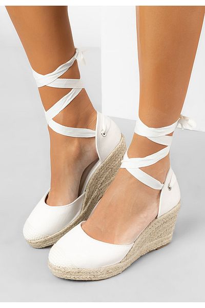 B T Shoes Vilena white espadrille platform sandals