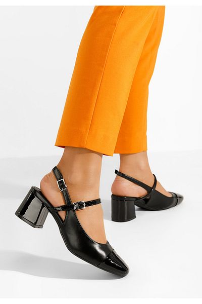 B T Shoes Pantofi Cu Toc Gros Eriosa Negri