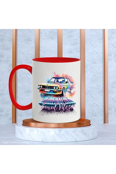 StoryGift Romania Mug With Message Adrenaline Luxury of Speed, Car, BMW, Vintage, Multicolor 330 ml,, With ,STG