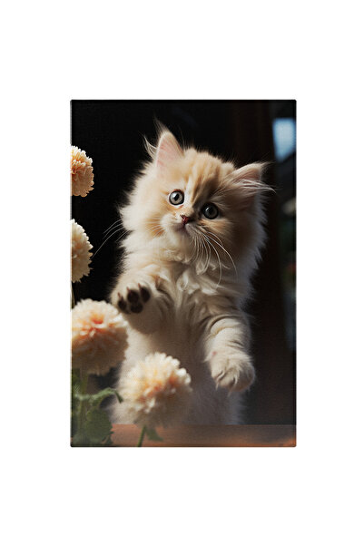 StoryGift Romania Tablou Canvas: Fotografie Cu O Pisicuta Speriata - Flori Pe...