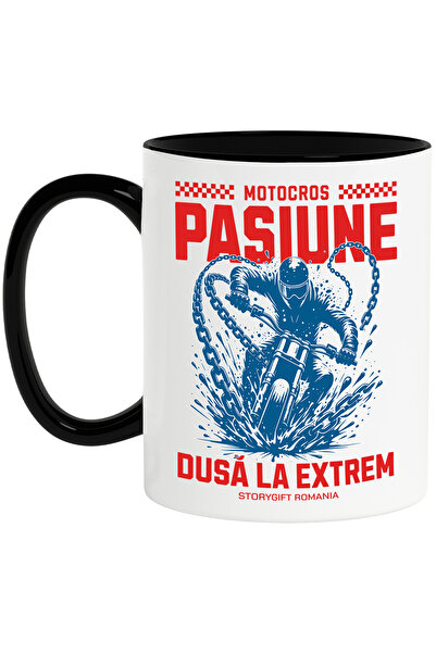 StoryGift Romania Cana Motocros Barbat Pe Motocicleta Sport, 330ml, Ceramica ...