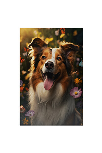 StoryGift Romania Tablou Canvas: Bucurie Printre Flori Si Fluturi Catel Surpr...