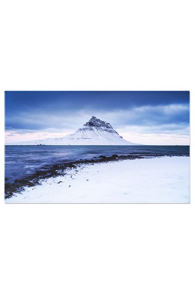 StoryGift Romania Tablou Canvas Muntele Kirkjufell In Islanda, Iarna, Peisaj, Apa, Cascada, Islanda, Albastru, Gh