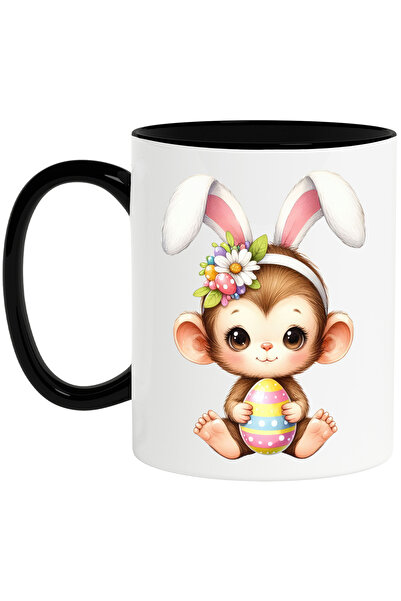 StoryGift Romania Cana Cu O Maimutica Vesela, Ilustratie, Ou Vopsit, Urechi D...