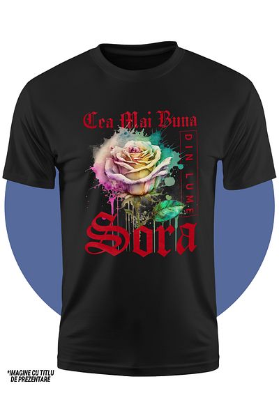 StoryGift Romania Children's T-shirt for Girls with the Text Best Sister in the World, Flower, Colorful Rose, Watercolor