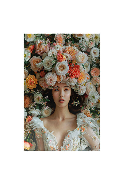 StoryGift Romania Canvas Painting: Asian Girl Enjoying the Fragrance of Flowe...