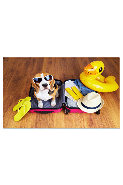 StoryGift Romania Tablou Canvas Caine Beagle Cu Ochelari Stand Pe Birou, Scoa...