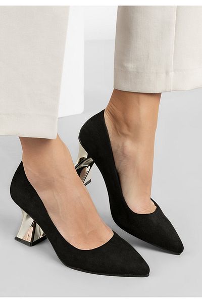 B T Shoes Pantofi Cu Toc Piramida Rociana Negri