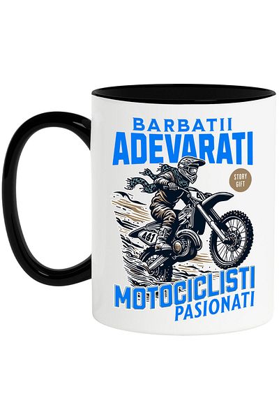 StoryGift Romania Mug with Motorcyclist Racing With Helmet And Scarf In The Wind Sport Passion Motorcyclist A, With