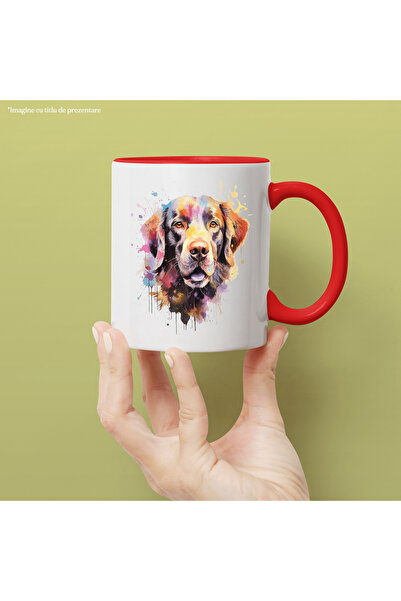 StoryGift Romania Dog Mug, Watercolor, Dog Lovers, Paint, Multicolor 330 ml, Ceramic, With ,STG.