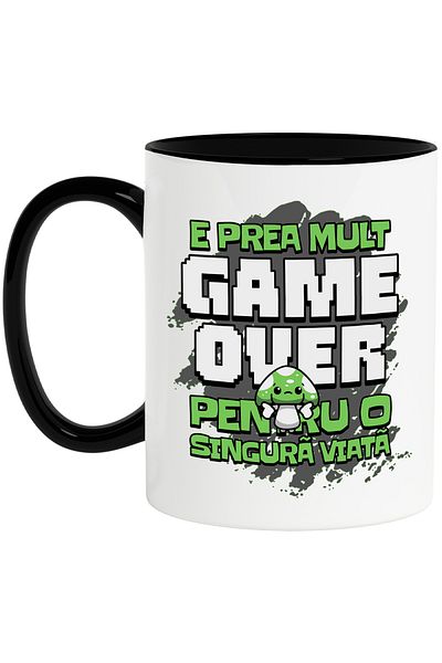 StoryGift Romania Video game too much 'game over' for one life mug, 330ml, Ceramic with , With