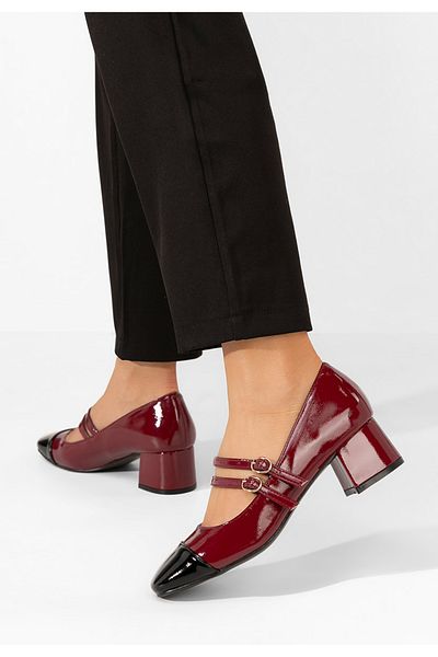 B T Shoes Marilee Red Chunky Heel Shoes