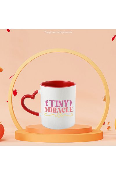 StoryGift Romania Mug with hearts and footsteps with the text "Tiny miracle" - tiny miracle baby child, With ,STG.