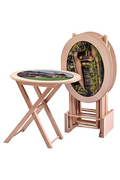 Mavikoltukdöşeme Ms - Zgn 179 / 54 Resimli Oval Çanta Zigon Sehpa Ham Cilasız...