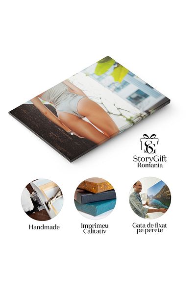 StoryGift Romania Tablou Canvas Vara Si Relaxare Imagine Cropped Cu O Femeie Frumoasa In Costum De Baie Gri, O Ma