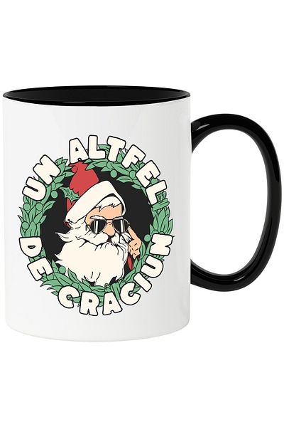 StoryGift Romania Mug a different Santa Claus with sunglasses funny holiday, 330ml, Sky, With