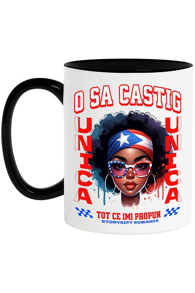StoryGift Romania Girl Motivational Message Mug Text I Will Win Everything I Set My Mind To, 330ml, Ceramic c, With