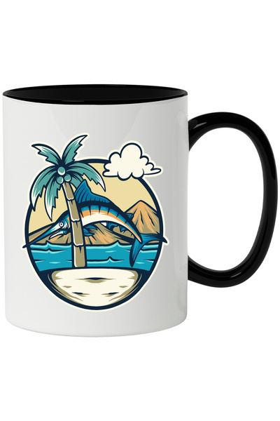 StoryGift Romania Cana Cu Peste Spada, Insula, Munti, Apa, Nori, Palmier, Mul...