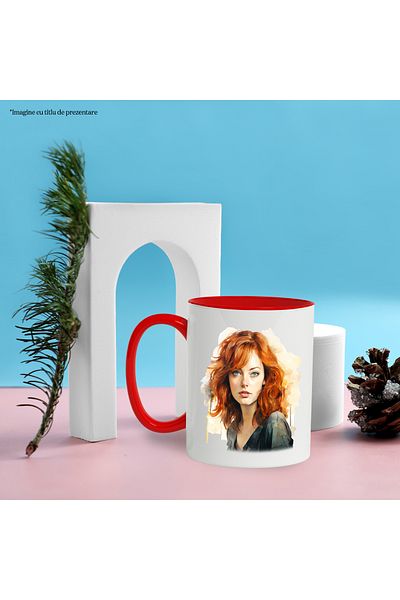 StoryGift Romania Mug With Emma Stone, Artist, Celebrity, Actor, Movies, Multicolor 330 ml, Ceramics, With