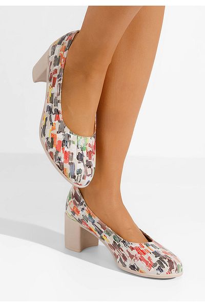 B T Shoes Pantofi Cu Toc Gros Dalida V8 Multicolori